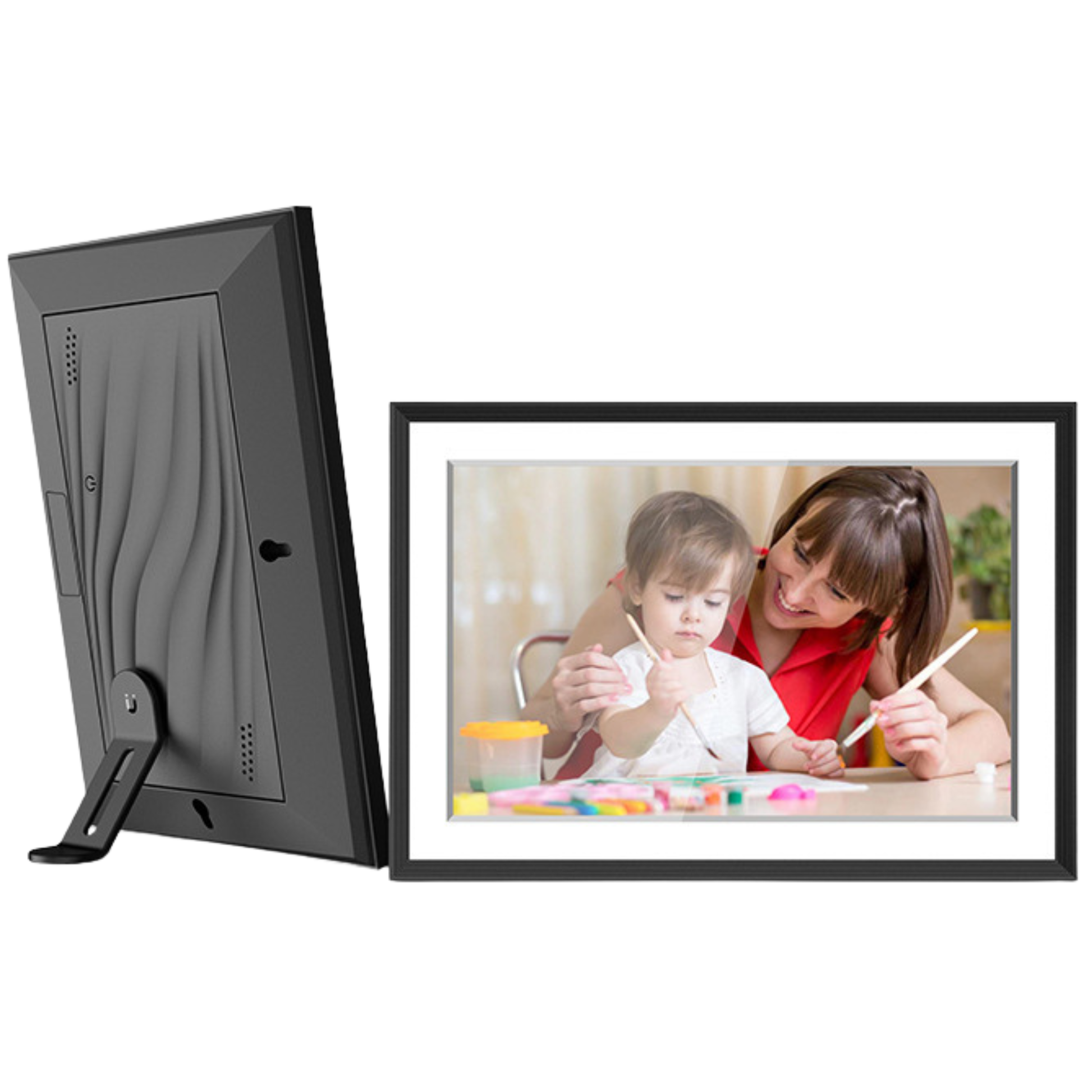 Pictura™ 10-inch digital photo frame with HD IPS display showing vibrant family memories