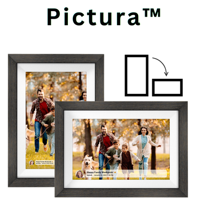 Pictura™ elegant photo frame in black finish displayed on a shelf as home decor