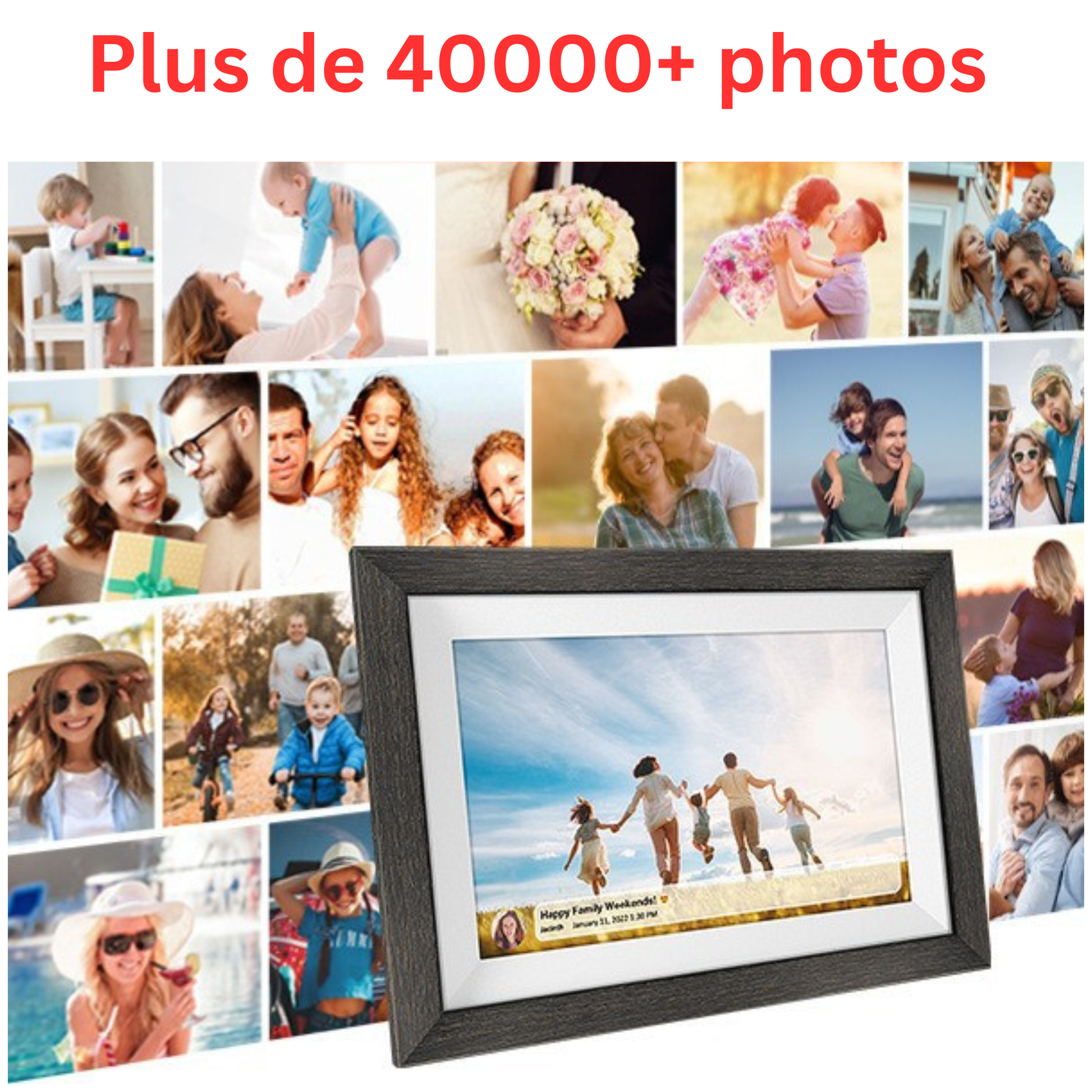 Pictura™ smart digital frame showing slideshow of cherished holiday photos